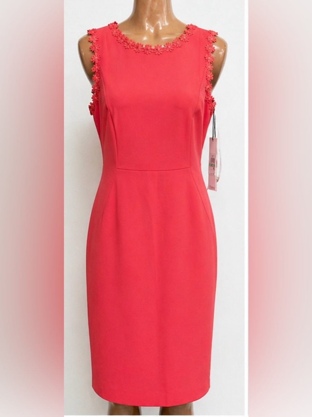 Calvin Klein Coral Sleeveless Sheath Midi Dress